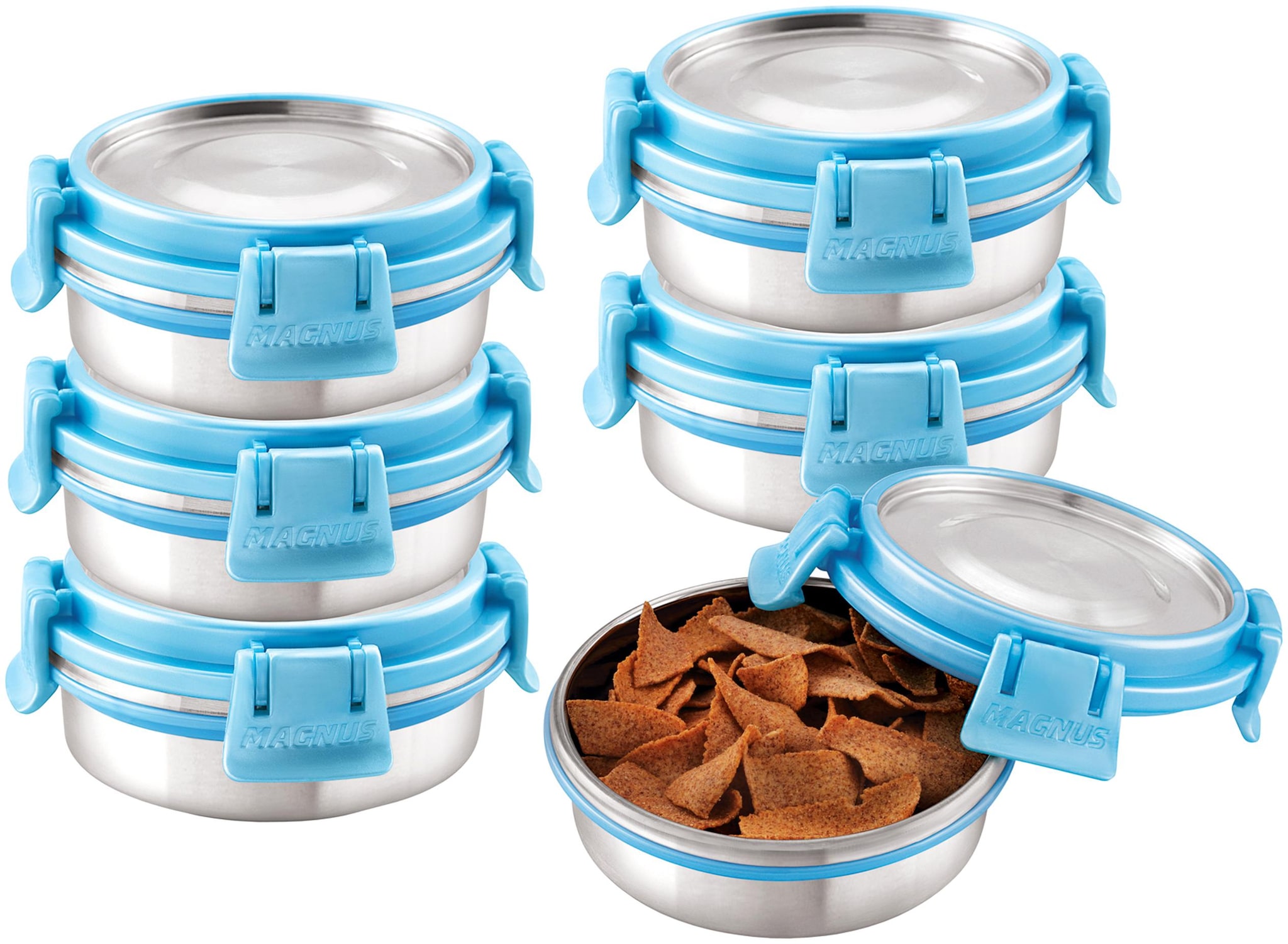 

Magnus Stainless Steel Flat Storage Container 200 ml (Blue)