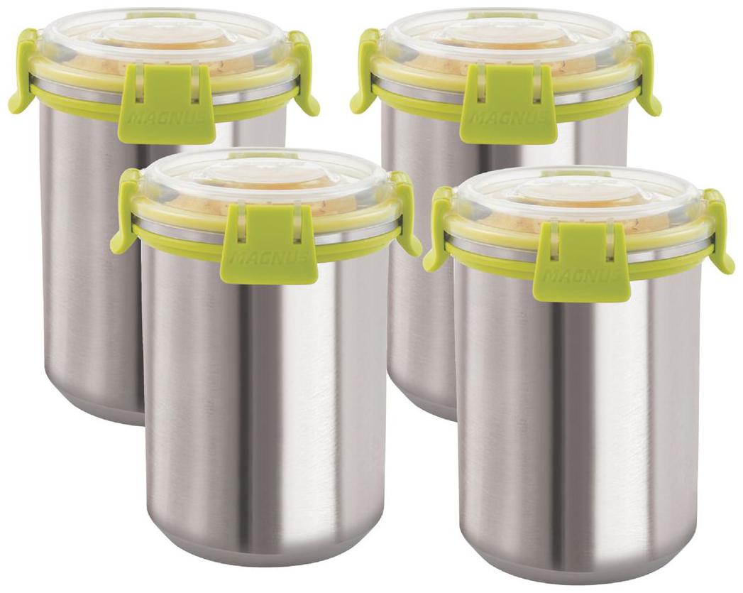 

Magnus 1000 ml Silver Stainless steel Container Set - Set of 4