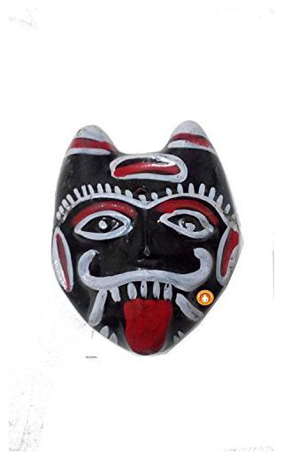 

Mahakaal Clay Wall Hanging ( BLACK ) Najarbatoo Evil Eye Protector Nepali Mask Laxmi ATM Yantra Free