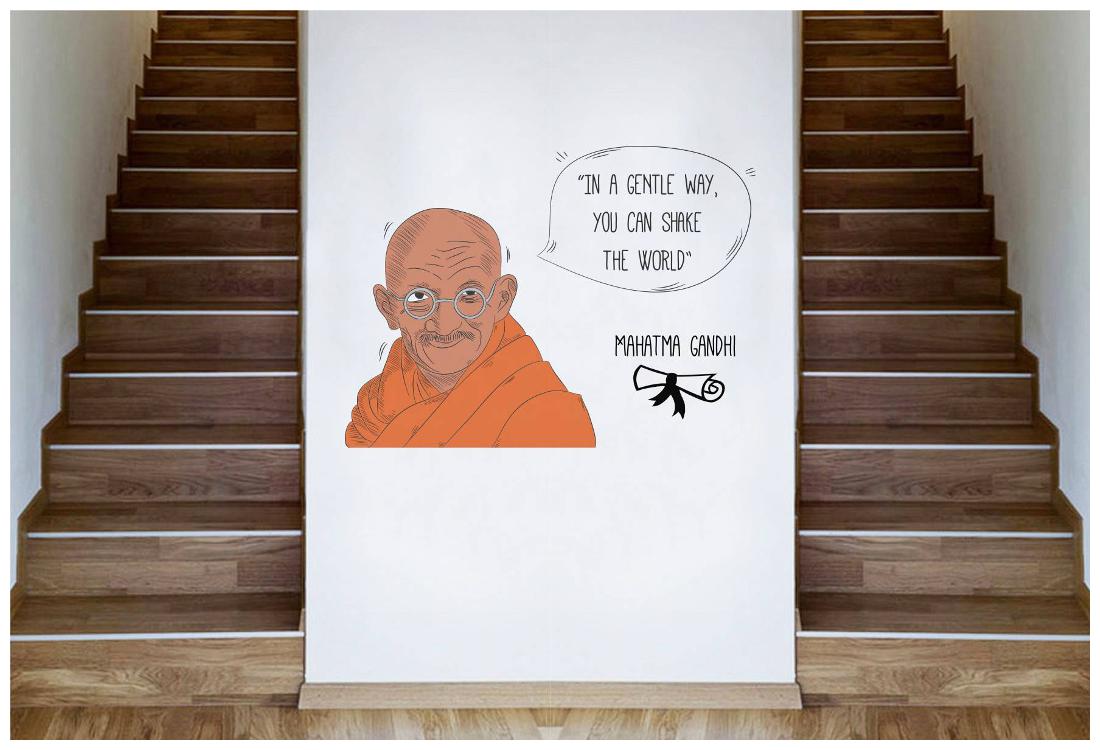 

Rawpockets Wall Stickers Mahatma Gandhi and His Quote