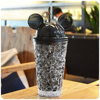 Maison & Cuisine Ice Cream Cup/ Jelly Sipper/ Water Glass Cold Drink Mug gift for Diwali/gift for friend/gift for kids gift for Birthday/new year gift/Christmas gift 450 ml (Black - 0065 C)