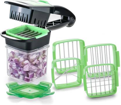 

Makewell Kitchenware Multi-Functional 5 IN 1 Quick Nicer Dicer Stainless Steel Slicer (Green Pack Of 1)