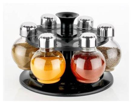 

Makewell Kitchenware Royal Premium Plastic Multipurpose 360 Dgree Revolving Plastic Spice Rack Masala Rack With 6 pcs Jar s Spice Set-120ml (Set Of 1 Transparent)