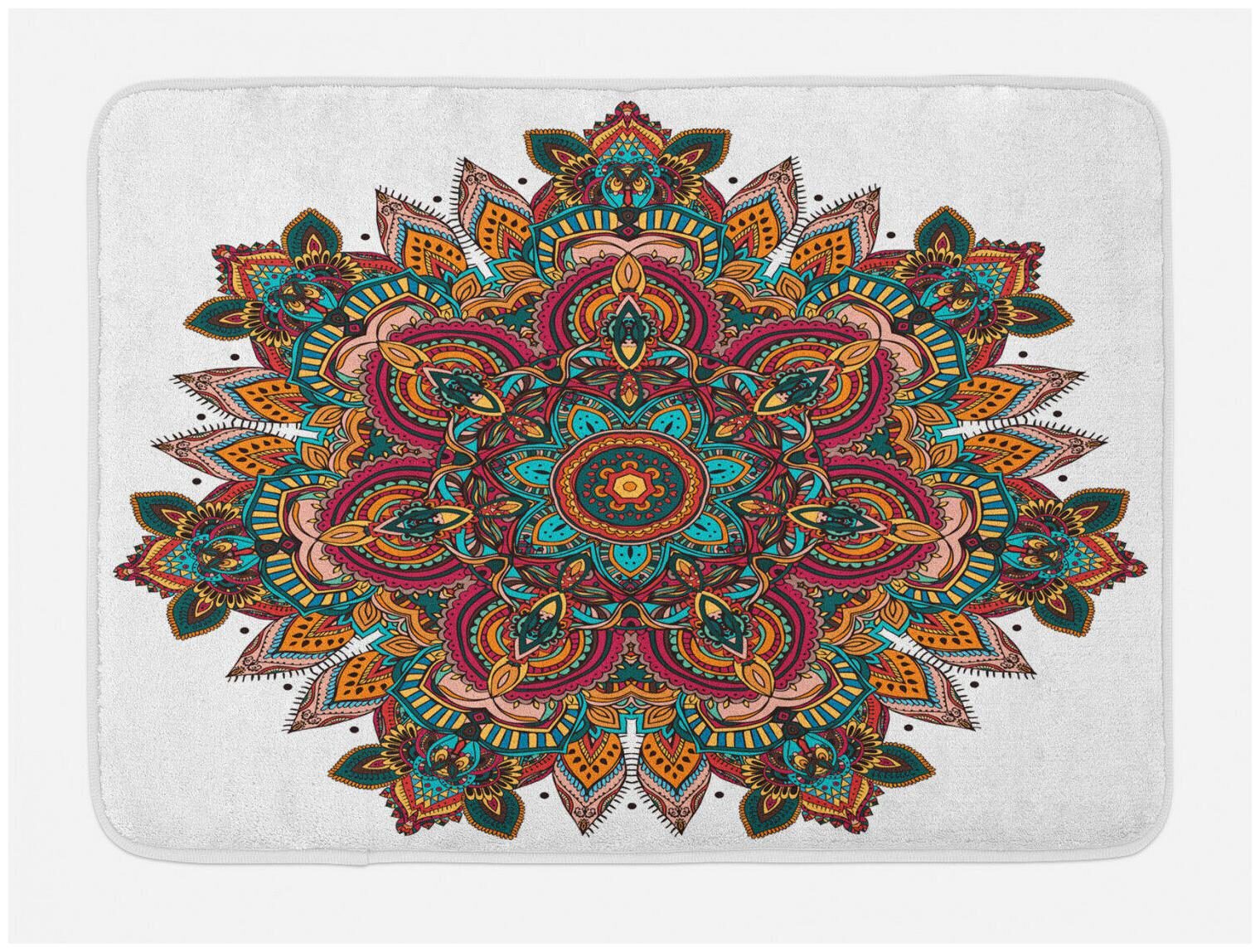 

Mandala Bath Mat Ethnic Asian Pattern Non-Slip Plush Mat 29 5 X 17 5 Inches