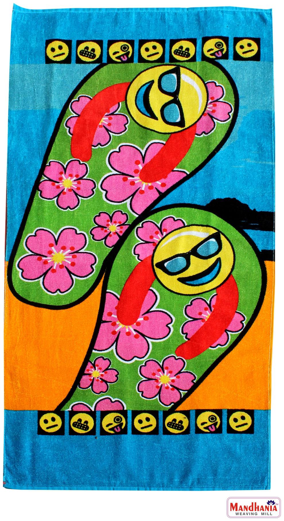 

Mandhania Funny n Funky Smiley Printed Cotton Bath Towel for Boys N Girls Pack of 1