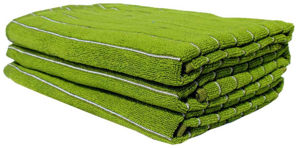 

Mandhania Green Cotton Stripes Bath Turkey Towels - Pack Of 3