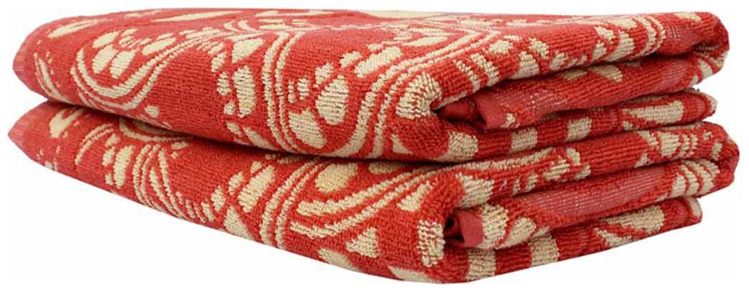

Mandhania Orange Cotton Geometrical Towel Set - Pack Of 2