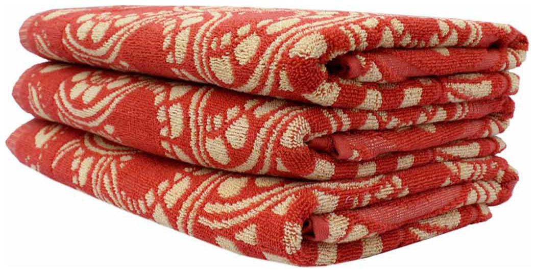

Mandhania Orange Cotton Geometrical Towel Set - Pack Of 3