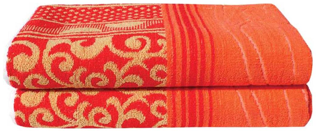 

Mandhania Orange Cotton Bath Towel - Set Of 2