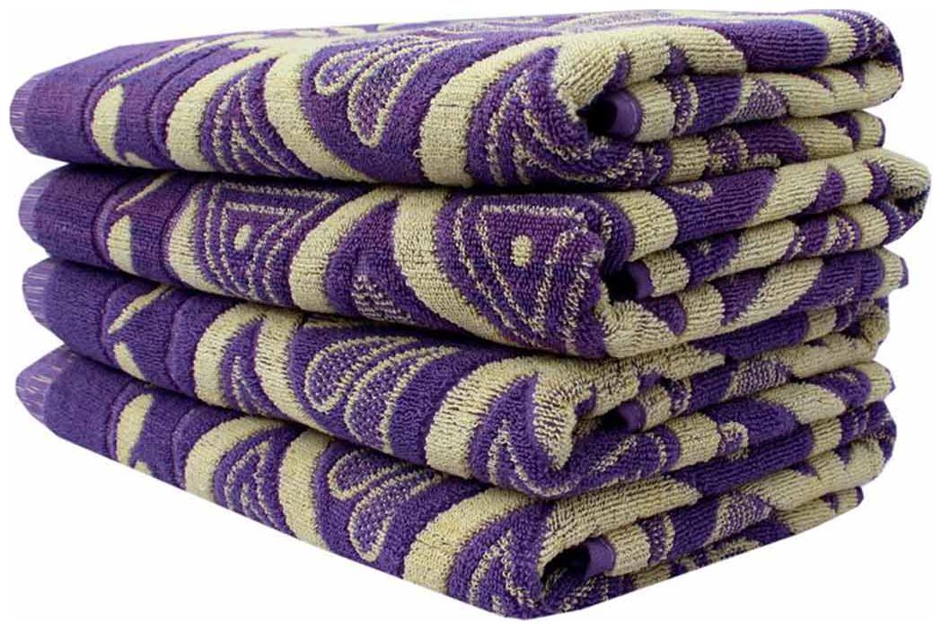

Mandhania Purple Cotton Geometrical Towel Set - Pack Of 4