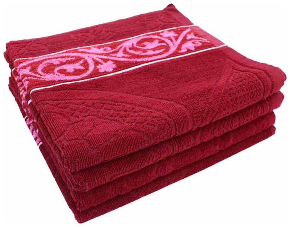 

Mandhania Red Cotton Dark Flora Turkey Towels - Pack Of 4