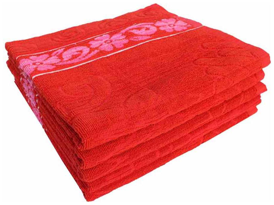 

Mandhania Red Cotton Dark Flora Turkey Towels - Pack Of 5