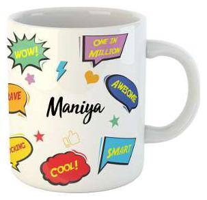 Maniya Name Printed Ceramic Coffee Mug. Best Gift For Birthday by AshvahTM