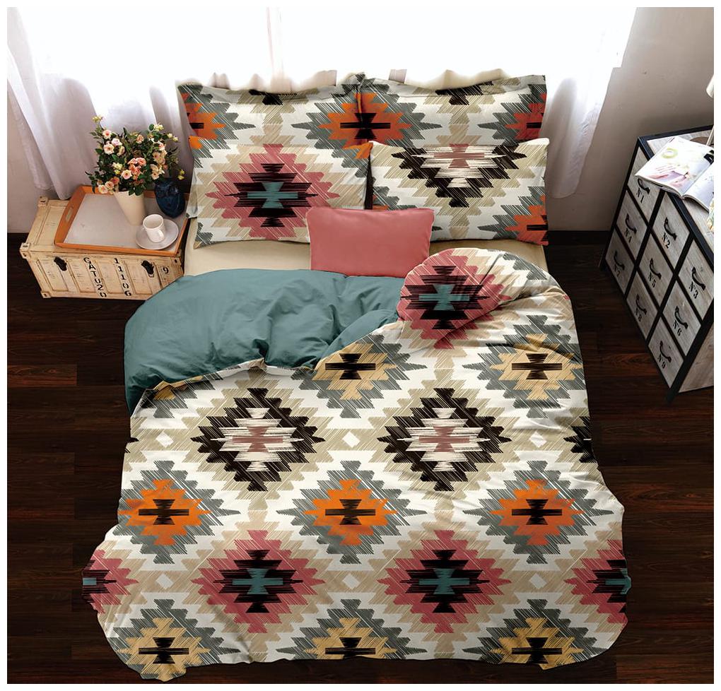

MANNATLIFESTYLE Cotton Geometric Double Size Bedsheet 150 TC ( 1 Bedsheet With 2 Pillow Covers Multi )