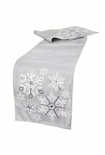 

Manor Luxe Glistening Snow Christmas Table Runner 13 by (13 x 108-Inch)