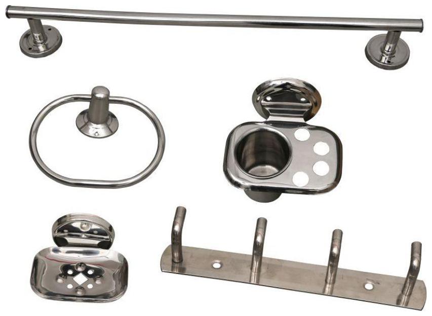 

Manvi Glossy 5 Piece Stainless Steel Complete Bathroom Set