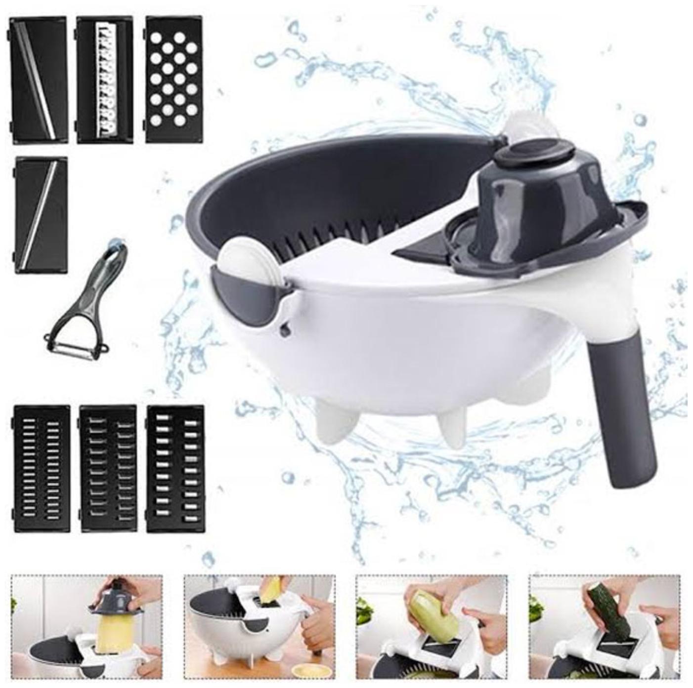

Marketon 9 In 1 Vegetable Cutter With Drain Basket Big Capacity Vegetables Chopper Veggies Grater and Peeler (Set Of 1)