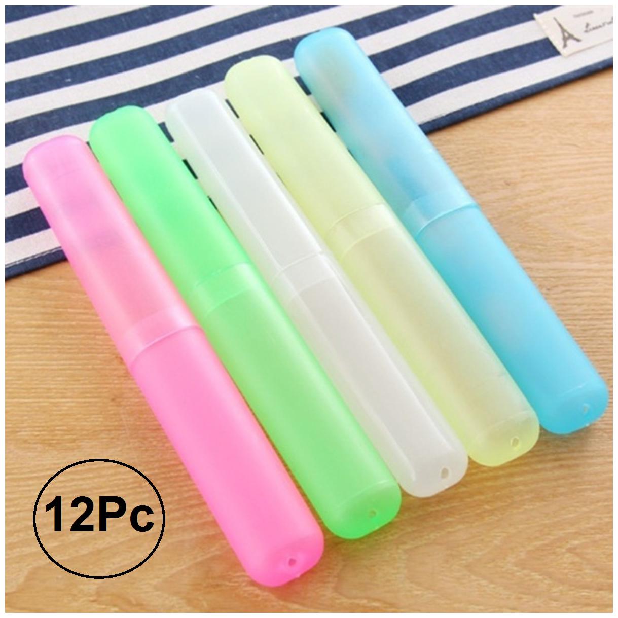

Marketon Light Weight Portable Toothbrush Case Holder for Hiking Travel Camping Home Use (Assorted Color) Pack of 12
