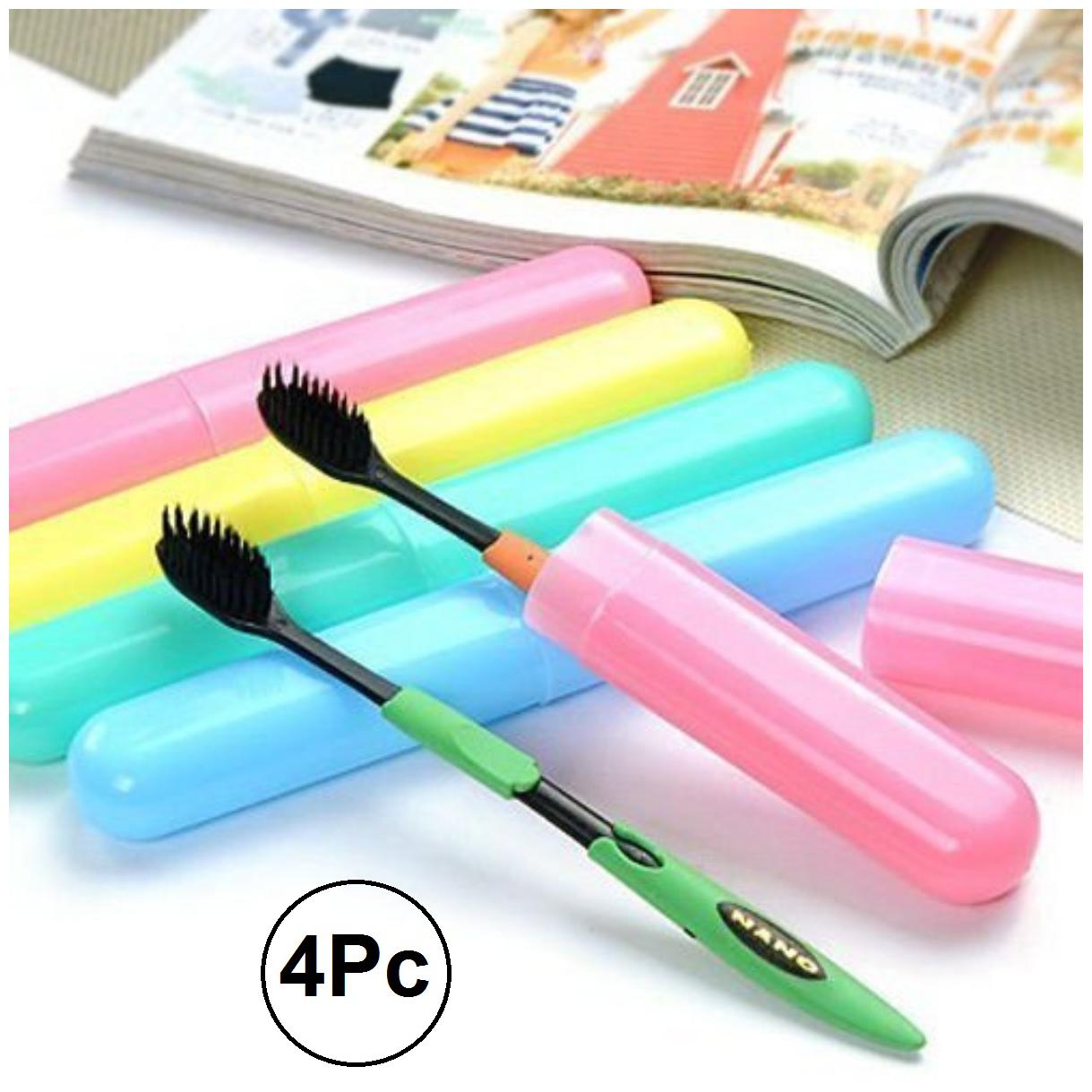 

Marketon Light Weight Portable Toothbrush Case Holder for Hiking Travel Camping Home Use (Assorted Color) Pack of 4