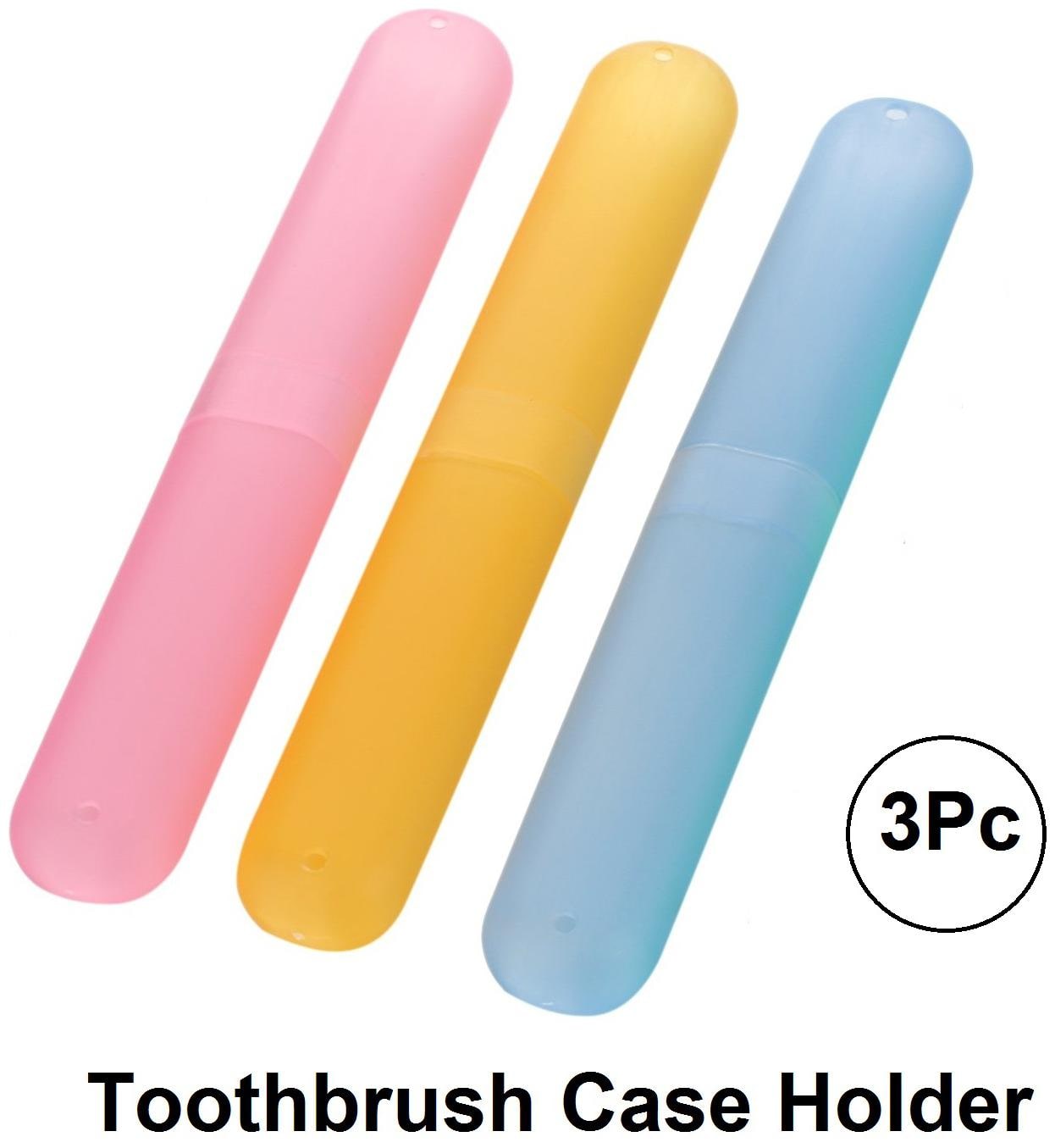 

Marketon Light Weight Portable Toothbrush Case Holder for Hiking Travel Camping Home Use (Assorted Color) Pack of 3
