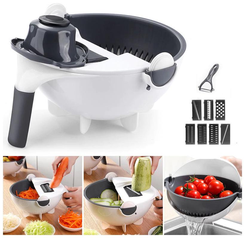 

Marketon Magic 9 In 1 Vegetable Cutter Potato Cutter Fruit Cutter With Drain Basket Kitchen Veggies Fruit Shredder Greater Slice (Set Of 1) Assorted Color