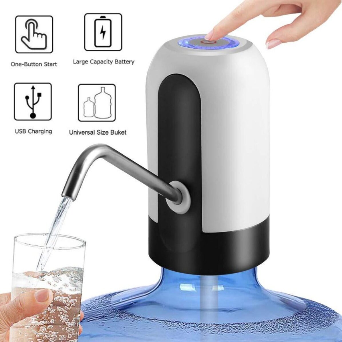 

Marketon Portable Electric Water Dispenser Water Pump With USB Carging Cable For 20 L Bottle (Set of 1) Assorted Color