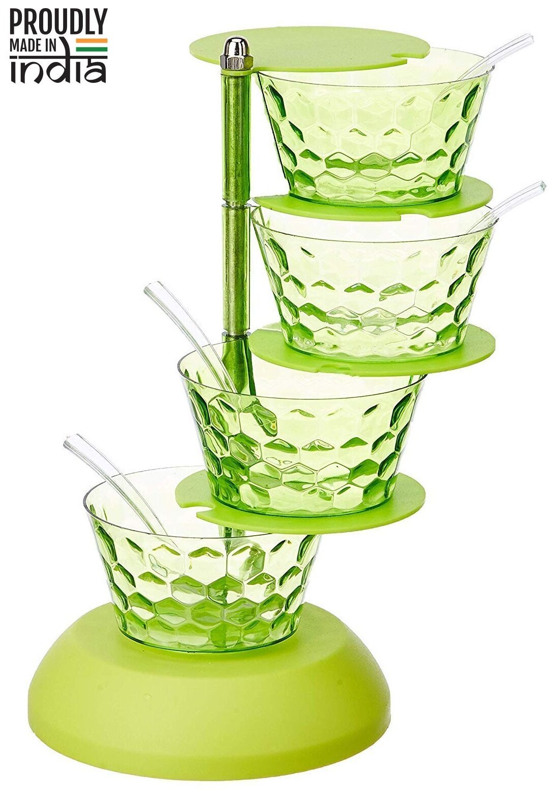 

Marketon Tower Container 360 Degree Rotating Pickle Stand with 4 layer Bowls for Masalas and Spice Storage