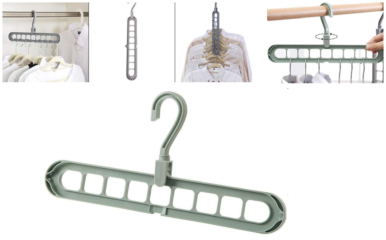 

Marketwala Multifunctional Double Hanger for 360 degs Rotatable Hook Coat Hangers Folding Clothes Hanger (Pack of 1) Assorted Color