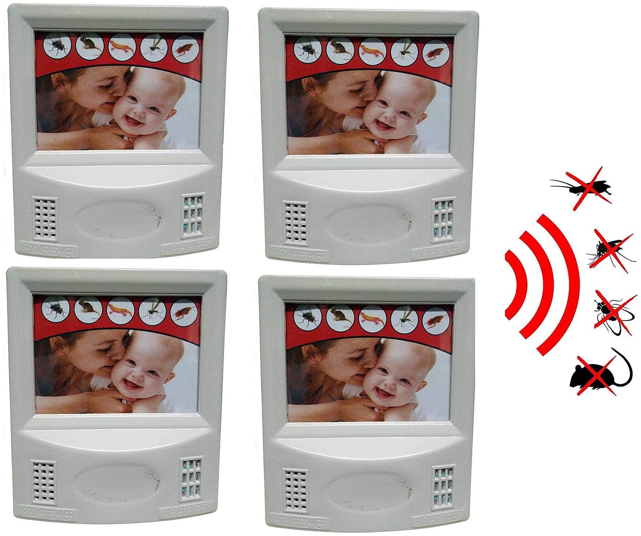 

Marketwala Suraksha Ultrasonic Pest Repellent Fleas Cockroach Ants Repeller Health Care System - No Killing No Poison No Chemical -Set of 4