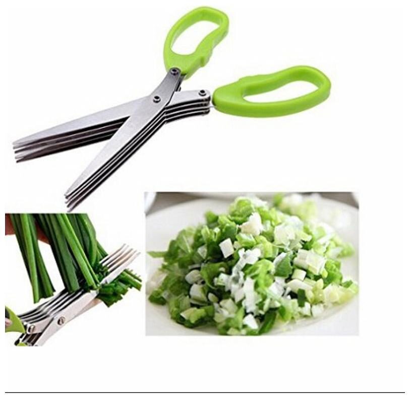 

Mart and Multifunction 5 Blade Vegetable cutter Stainless Steel Herbs Scissor (Blade Comb Free)(Colors may vary)