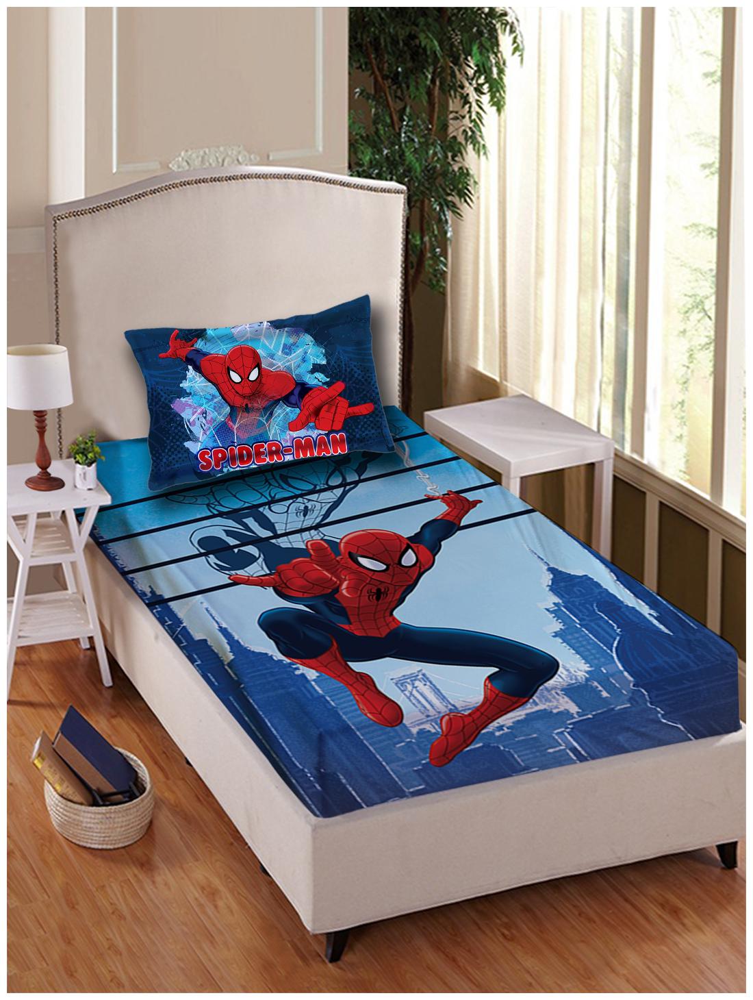 

MARVEL Cotton Printed Single Size Bedsheet 180 TC ( 1 Bedsheet With 1 Pillow Covers Blue )