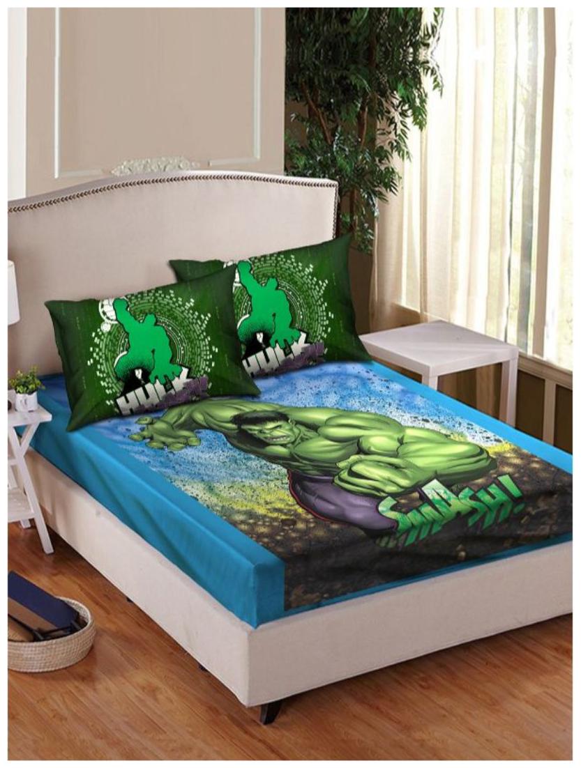 

MARVEL Cotton Printed Double Size Bedsheet 180 TC ( 1 Bedsheet With 2 Pillow Covers Multi )