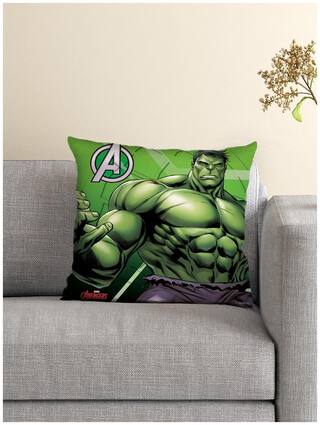 Marvel- Athom Trendz- Avengers Hulk Cushion Cover with Filled Cushion 16x16 inch