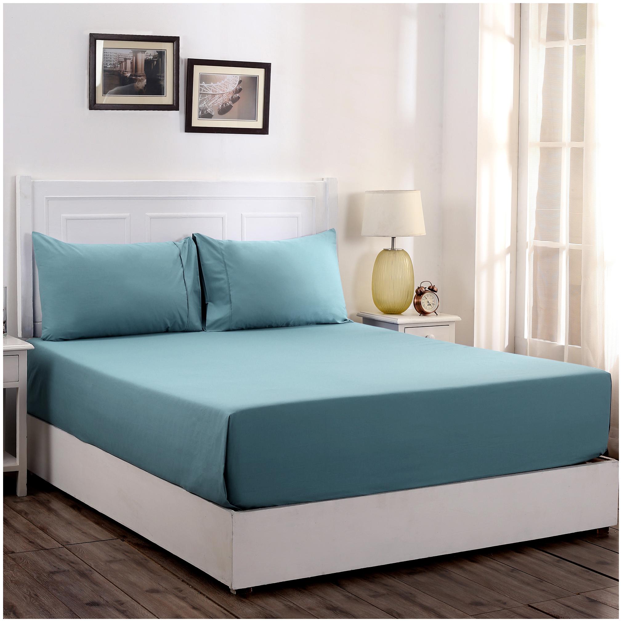 

Maspar Cotton Solid King Size Bedsheet 200 TC ( 1 Bedsheet With 2 Pillow Covers Blue )