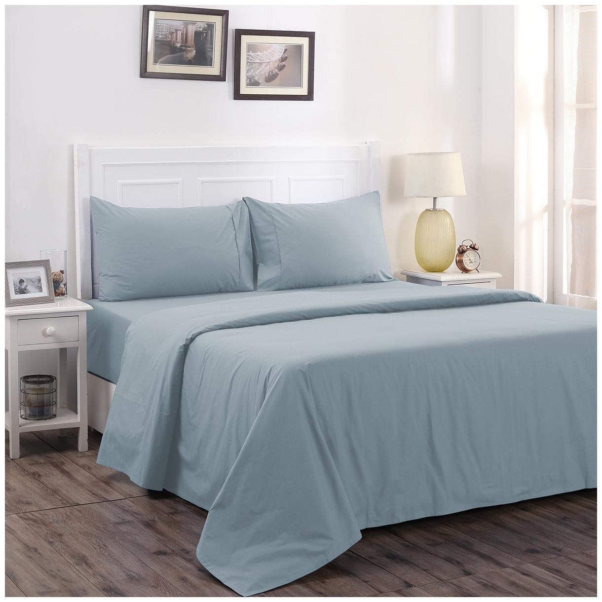 

Maspar Cotton Solid Single Size Bedsheet 200 TC ( 1 Bedsheet With 1 Pillow Covers Blue )