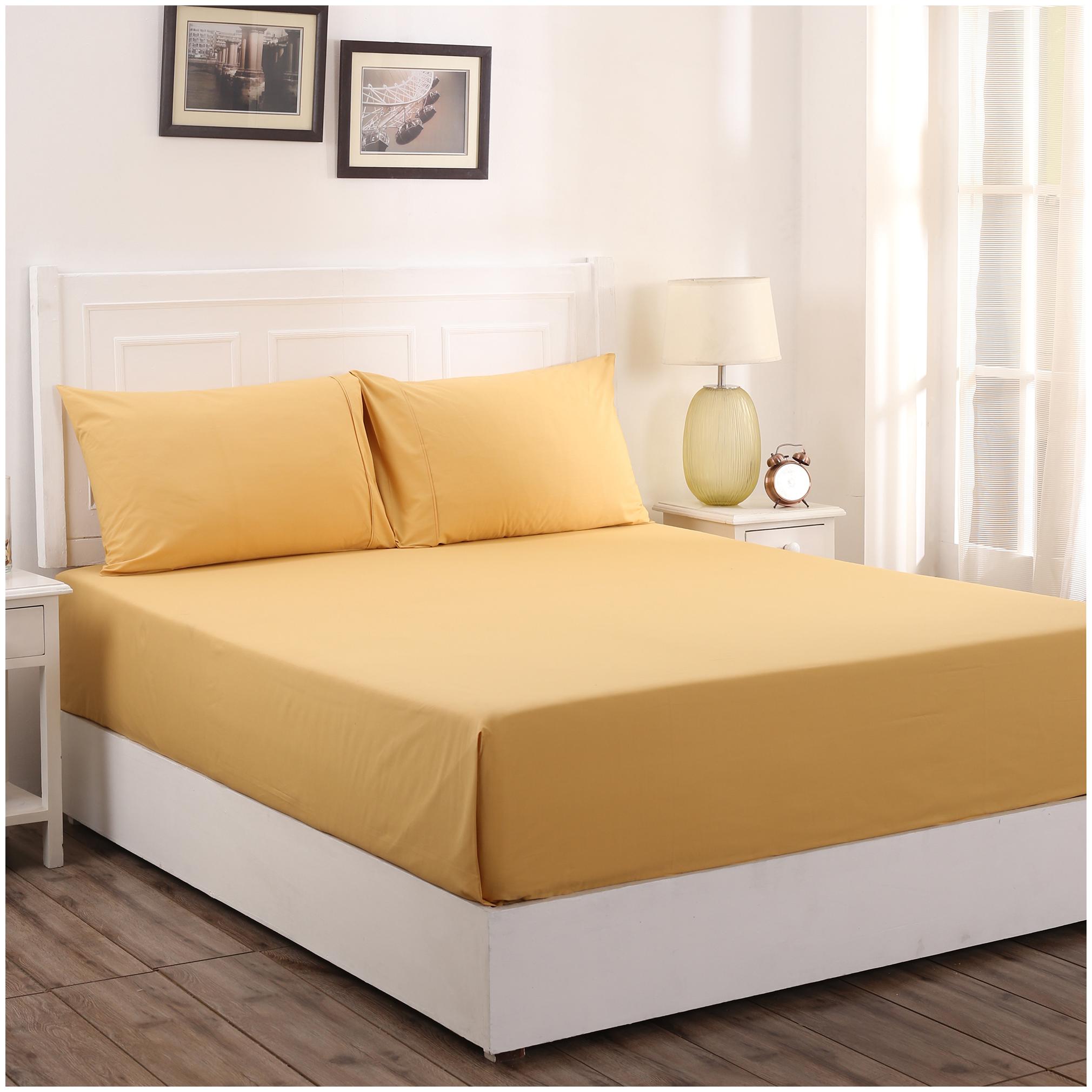 

Maspar Cotton Solid King Size Bedsheet 200 TC ( 1 Bedsheet With 2 Pillow Covers Golden )