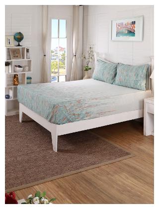 

Maspar Cotton Printed Double Size Bedsheet 210 TC ( 1 Bedsheet With 2 Pillow Covers Blue )