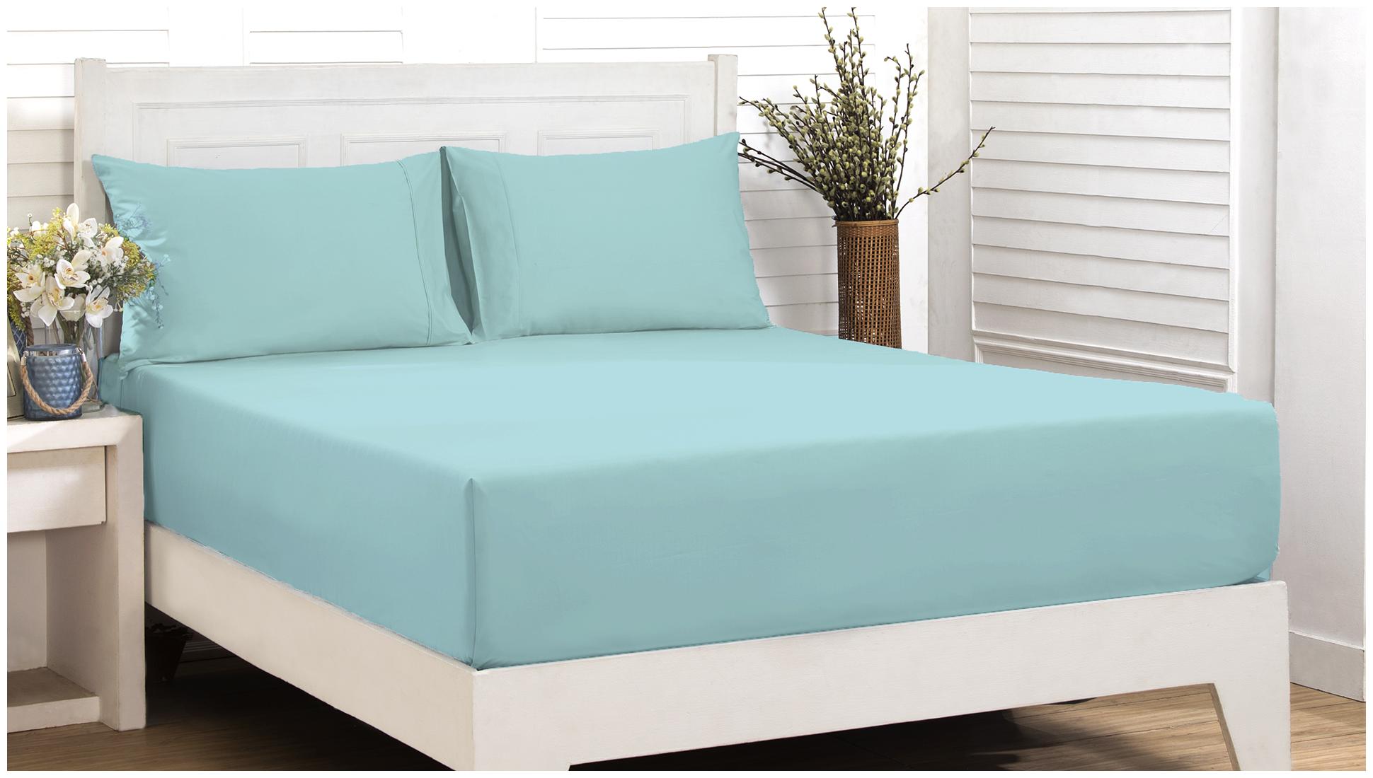 

Maspar Cotton Solid Double Size Bedsheet 200 TC ( 1 Bedsheet With 2 Pillow Covers Blue )