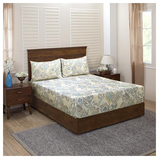 

Maspar Cotton Paisley King Size Bedsheet 400 TC ( 1 Bedsheet With 2 Pillow Covers Multi )