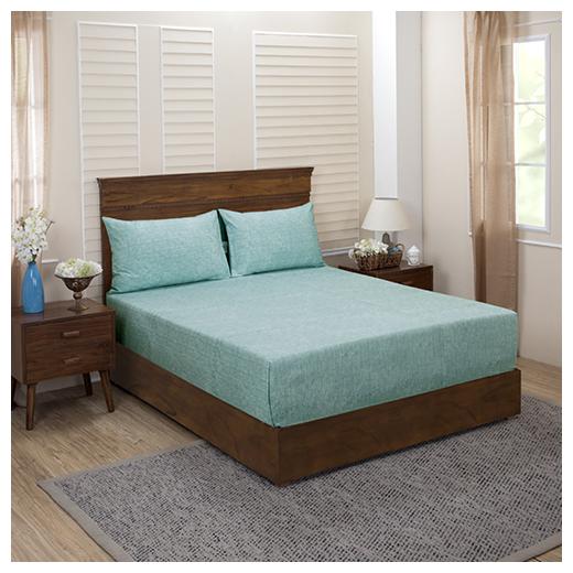 

Maspar Cotton Abstract King Size Bedsheet 400 TC ( 1 Bedsheet With 2 Pillow Covers Turquoise )