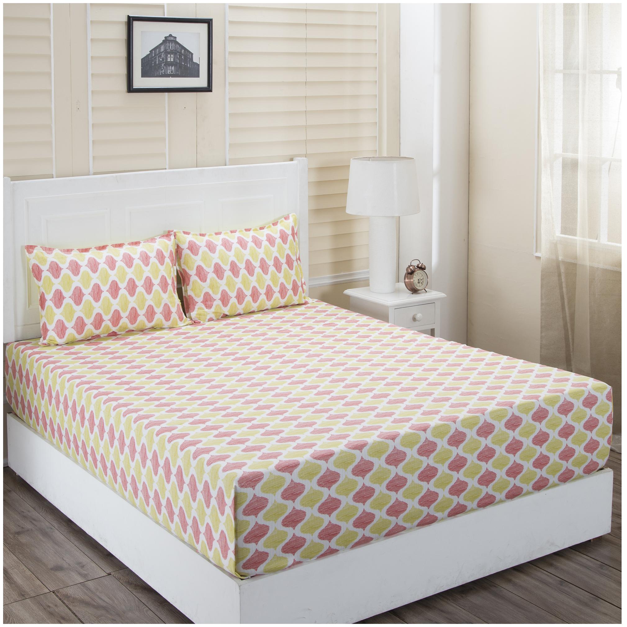 

Maspar Cotton Printed Double Size Bedsheet 210 TC ( 1 Bedsheet With 2 Pillow Covers Multi )