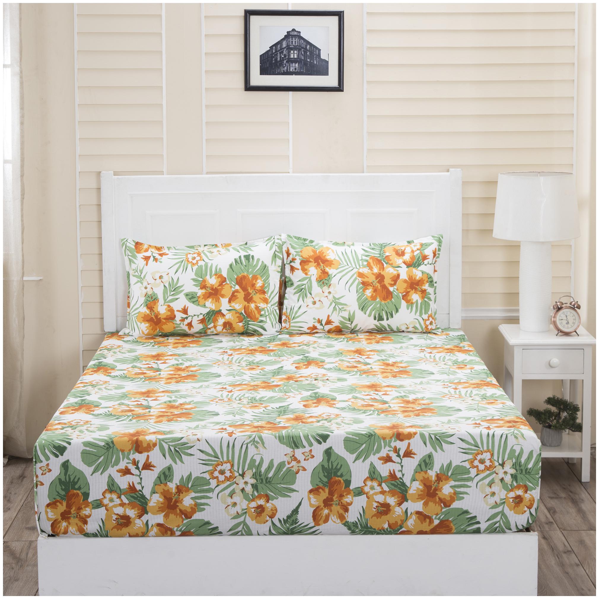 

Maspar Cotton Floral Double Size Bedsheet 144 TC ( 1 Bedsheet With 2 Pillow Covers Multi )