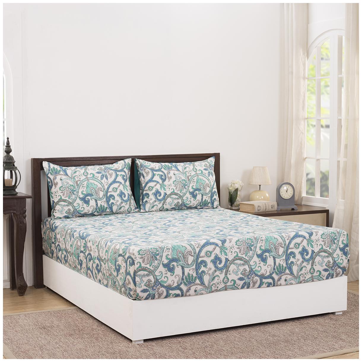 

Maspar Cotton Floral Double Size Bedsheet 210 TC ( 1 Bedsheet With 2 Pillow Covers Multi )