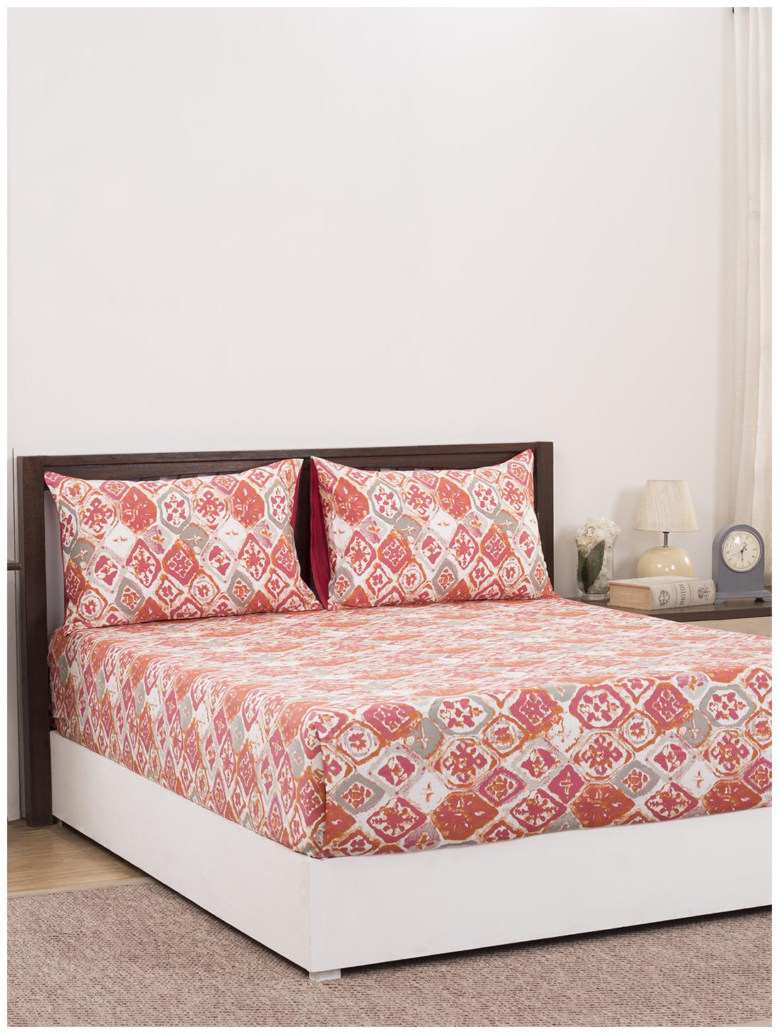 

Maspar Cotton Abstract King Size Bedsheet 210 TC ( 1 Bedsheet With 2 Pillow Covers Red )