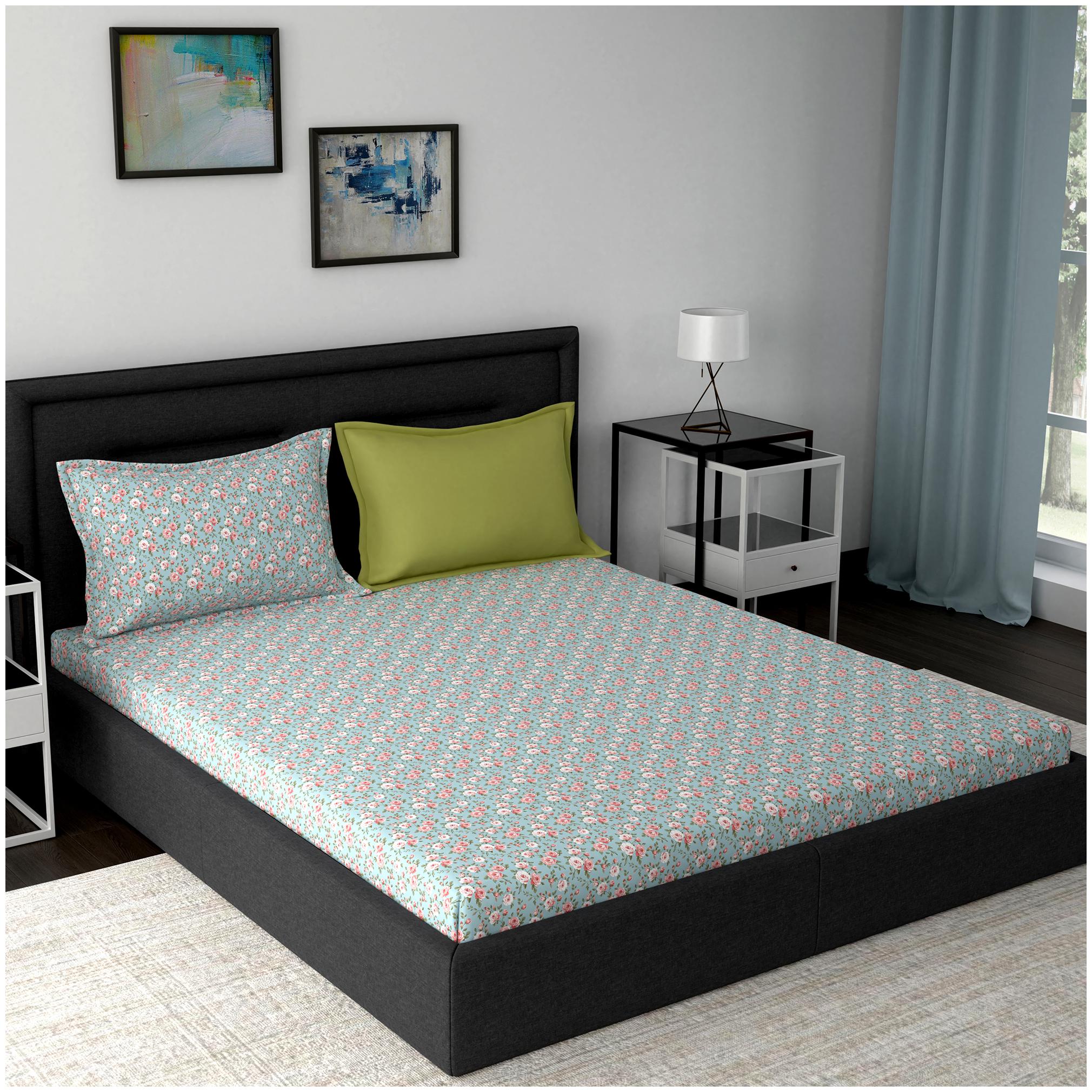 

Maspar Cotton Floral King Size Bedsheet 210 TC ( 1 Bedsheet With 2 Pillow Covers Multi )