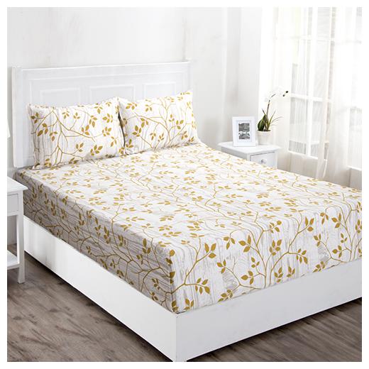 

Maspar Cotton Floral Double Size Bedsheet 144 TC ( 1 Bedsheet With 2 Pillow Covers White Yellow )