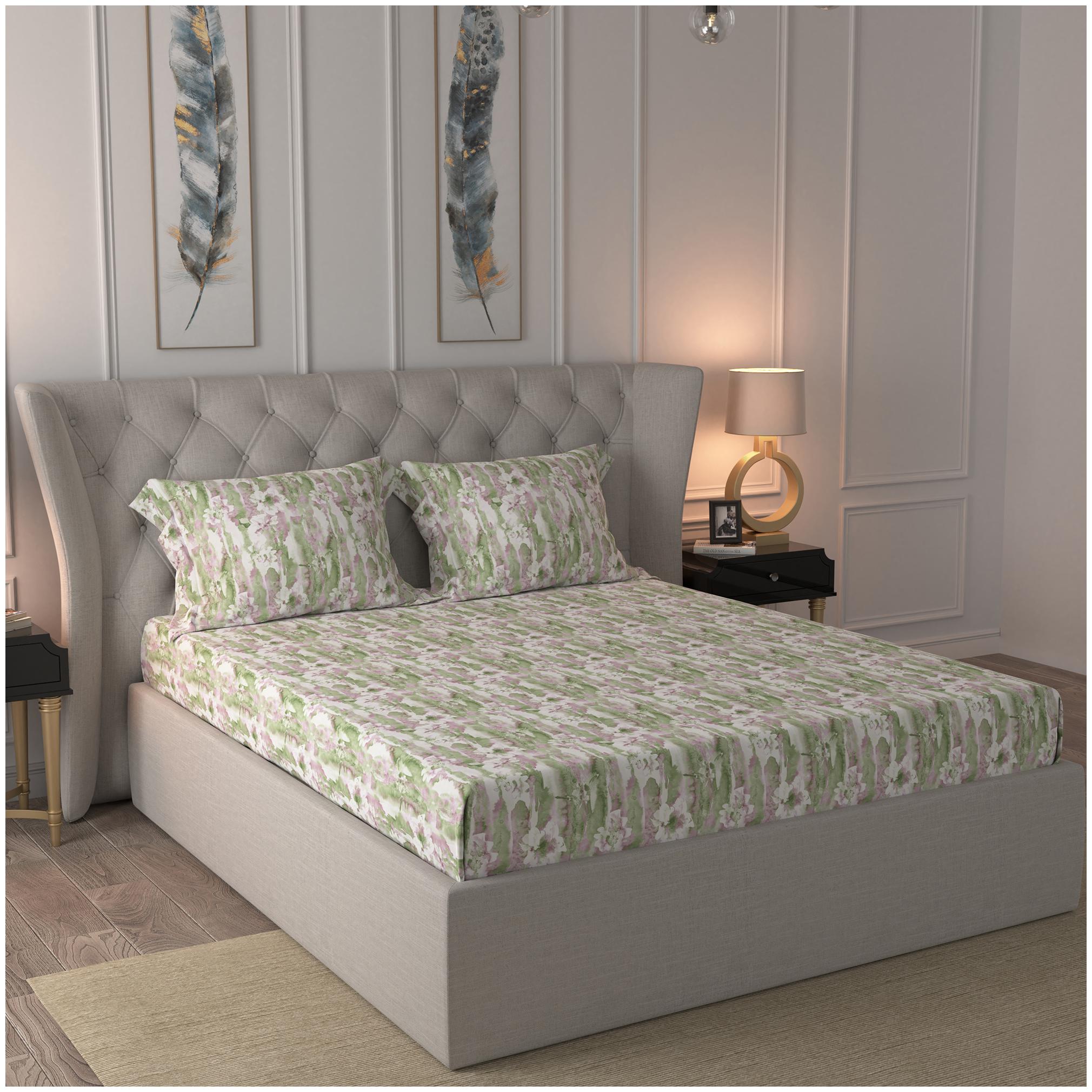 

Maspar Cotton Abstract Double Size Bedsheet 200 TC ( 1 Bedsheet With 2 Pillow Covers Multi )