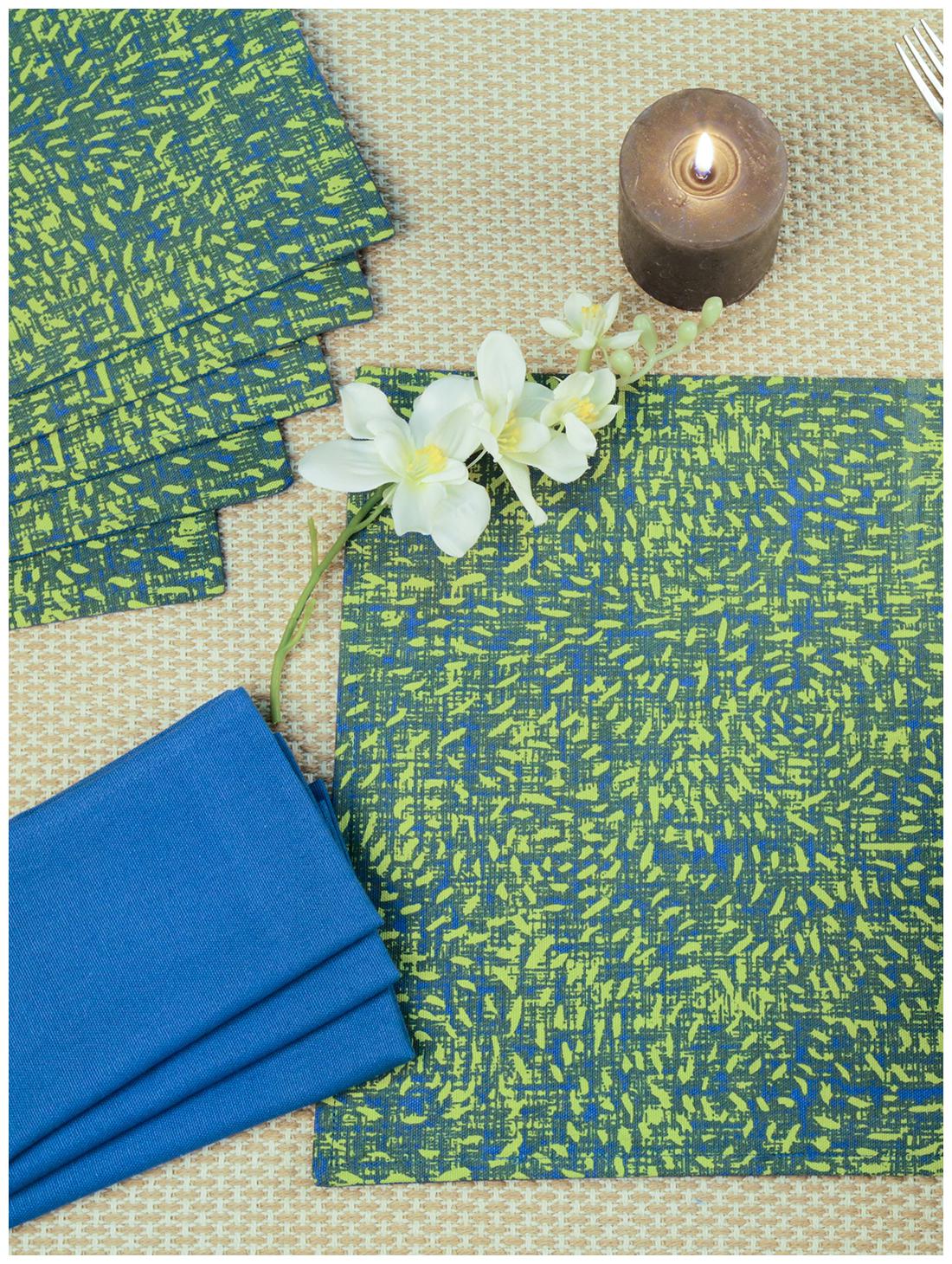 

Maspar Sien Gracious Cotton Blue Napkin Placemat Set (Pack Of 12)