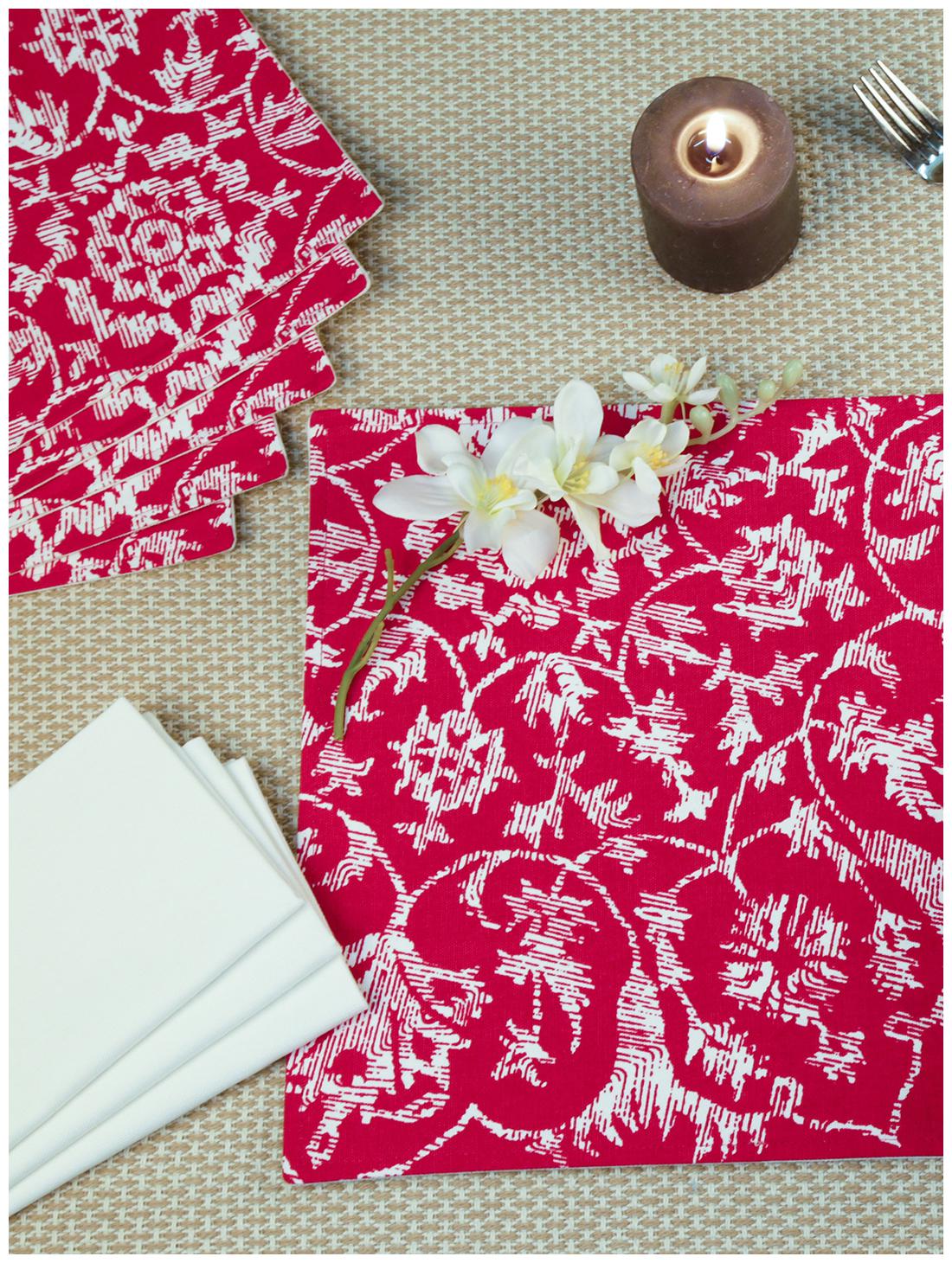 

Maspar Sien Elemental Cotton Red Napkin Placemat Set (Pack Of 12)