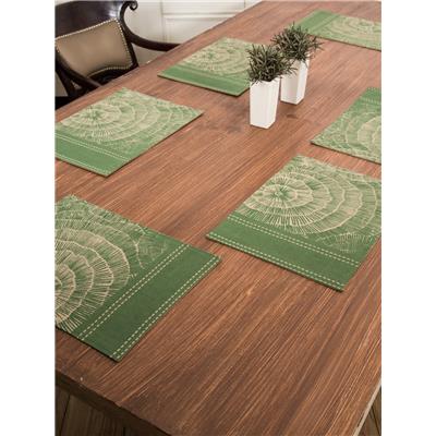 

Maspar Symphony Flori Cotton Green Napkin Placemat Set (Pack Of 12)
